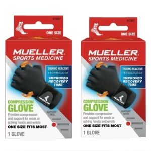 ❤️ 🆕 (2 pack) Mueller Reversible Compression Glove, Black Unisex One Size